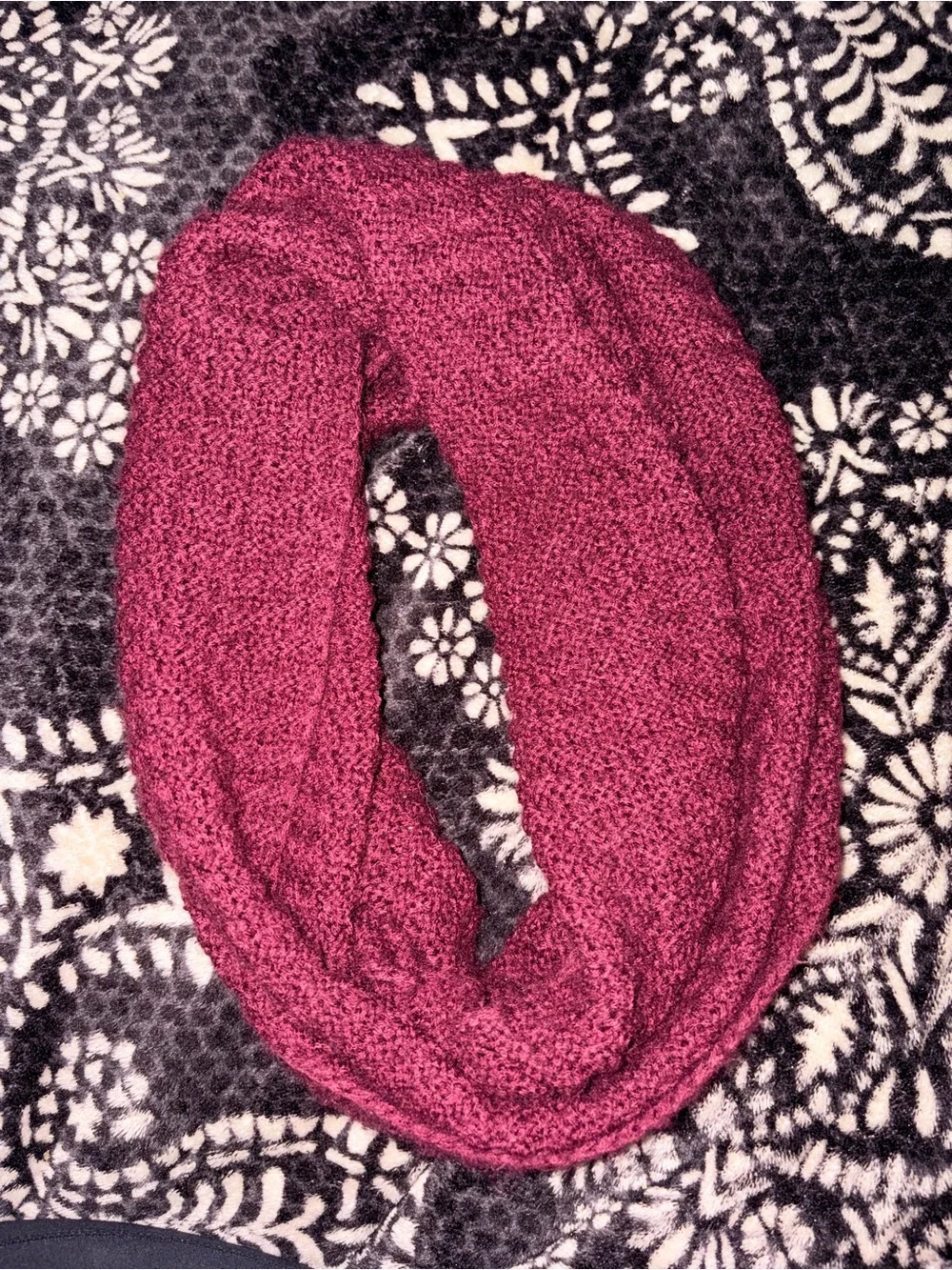 Burgundy Knit Infinity Scarf